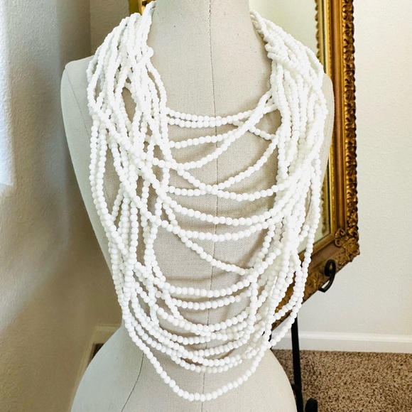 Vintage RARE Signed LES BERNARD White Runway Necklace - Picture 16 of 17